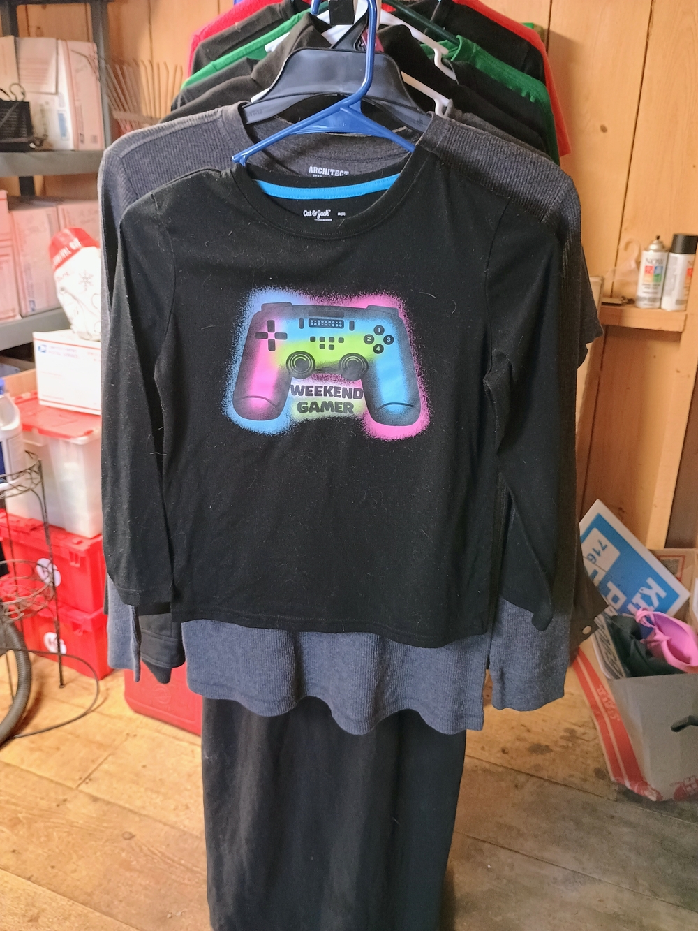 Cat & Jack Black Long-Sleeve "Weekend Gamer" Tee with Neon Controller Bin 5